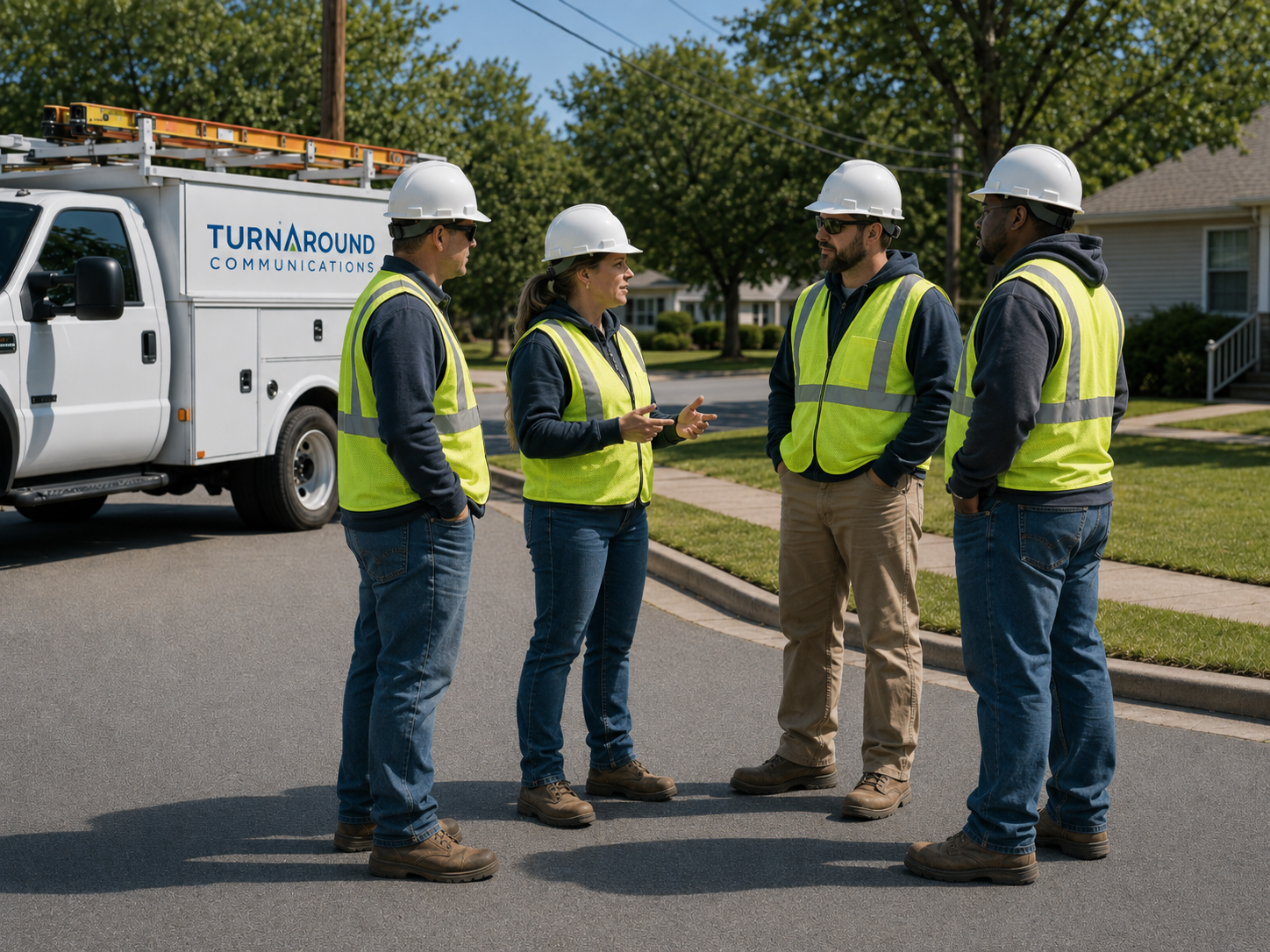 Outside plant field team coordinating telecommunications infrastructure work