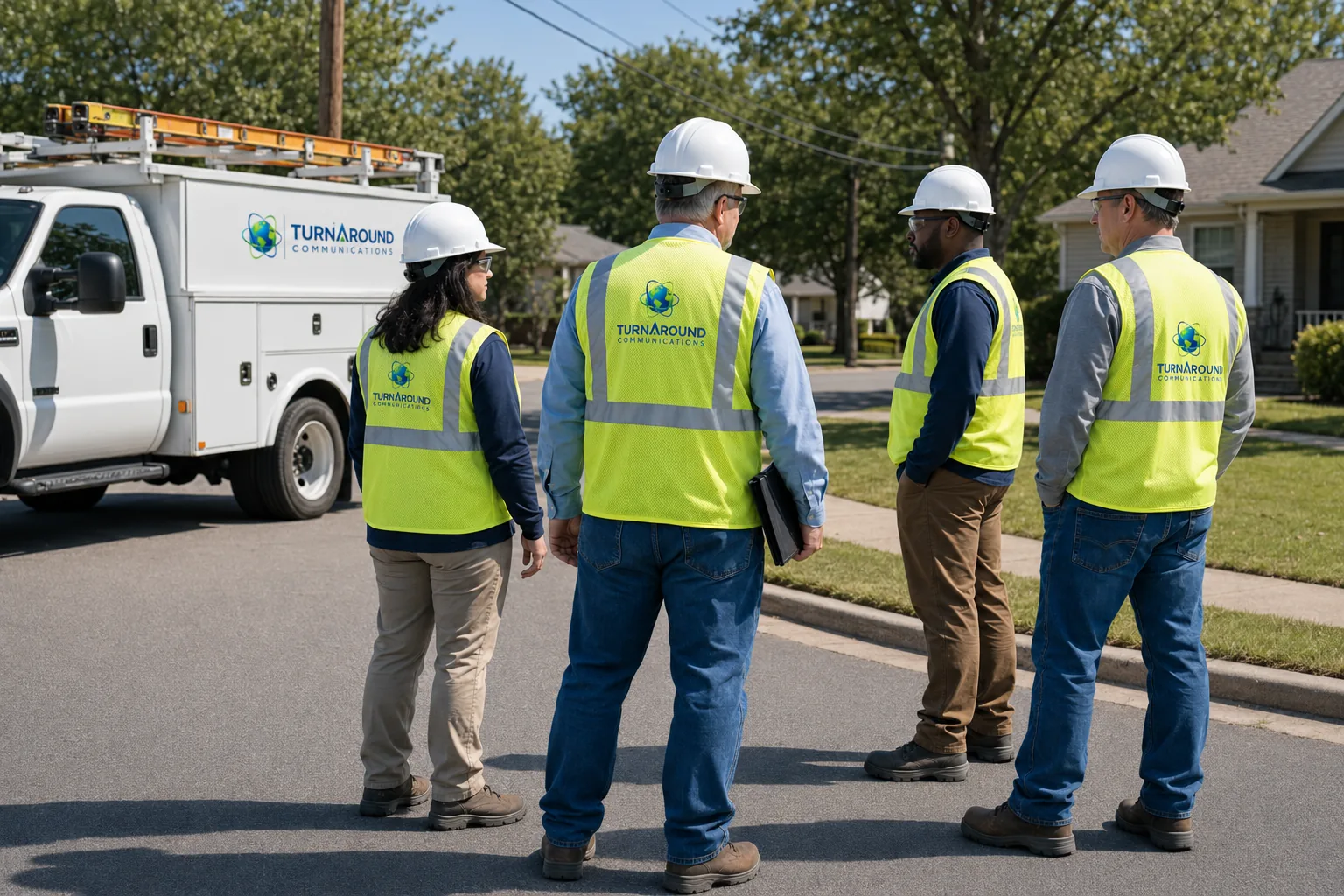 Outside plant field team coordinating telecommunications infrastructure work